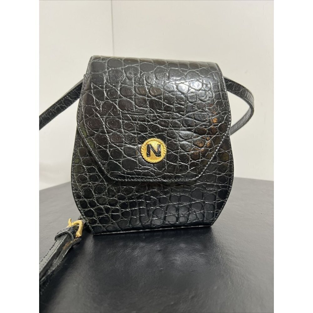 Vintage Albert Nipon Embossed Leather Crossbody B… - image 2